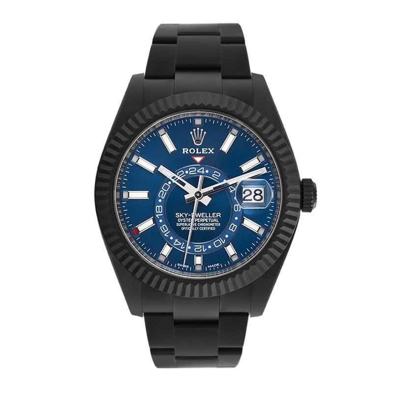 Custom Black PVD Rolex Sky-Dweller Steel Blue Dial 326934