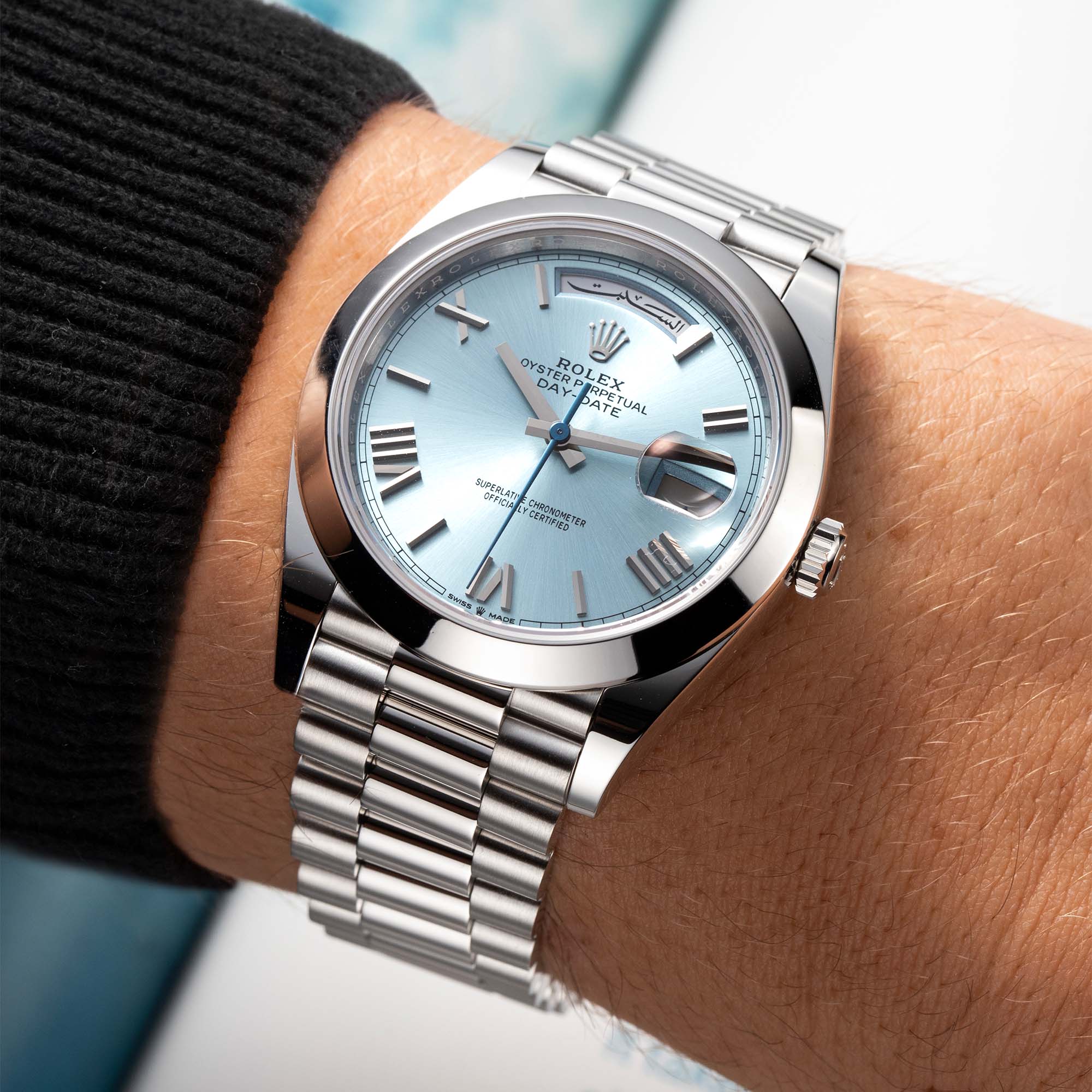 Rolex Day-Date 40 Platinum Ice-Blue Dial 228206 Watch
