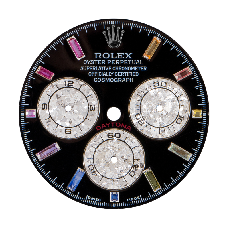 Custom Black Dial with rainbow hour markers for Rolex Daytona