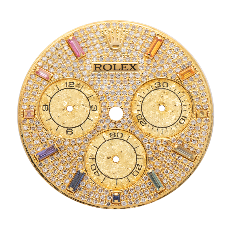 Custom Yellow Gold Diamond Paved Dial for Rolex Daytona