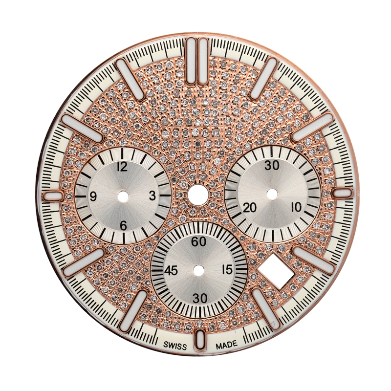 Custom rose gold diamond paved dial for Audemars Piguet Royal Oak Chrono 41