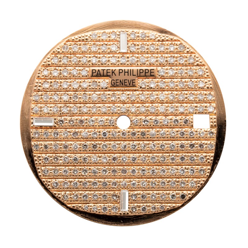 Custom rose gold diamond paved dial Patek Philippe Nautilus 5711