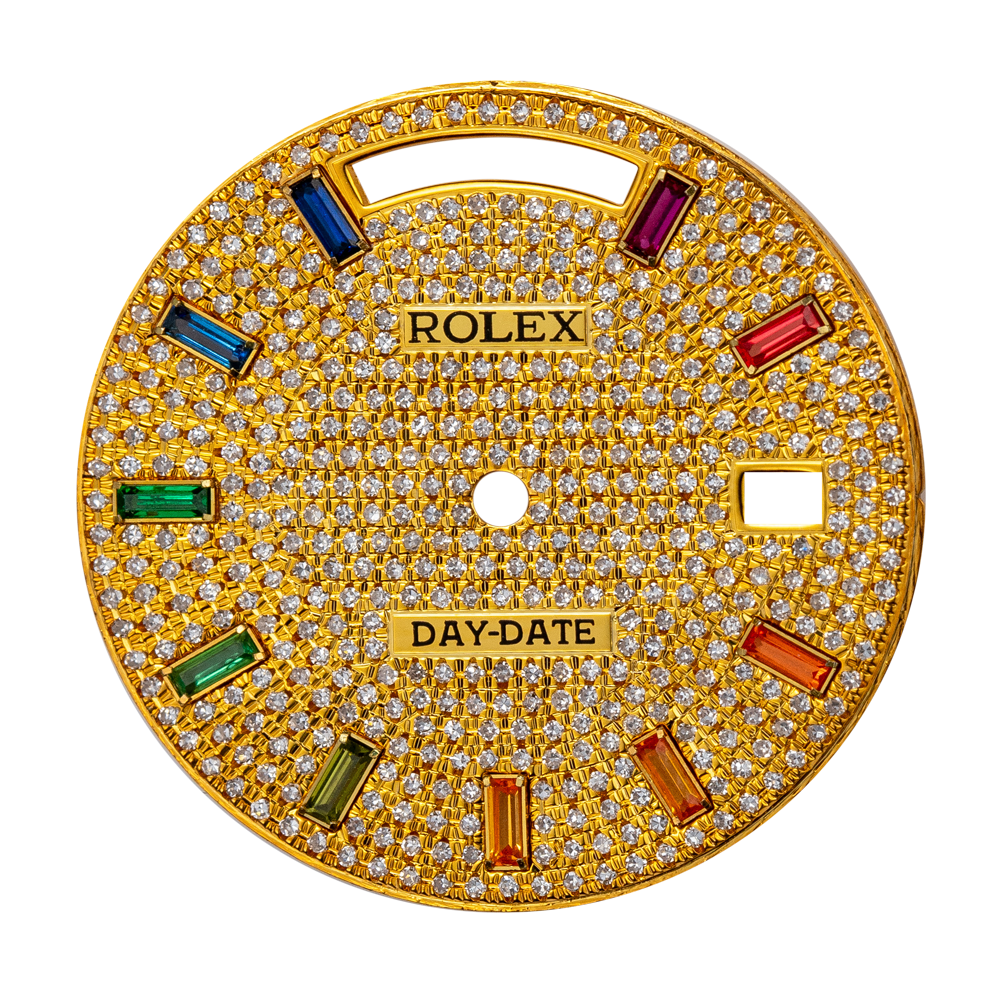 Custom Yellow Gold Diamond Paved Dial for Rolex Day-Date 40