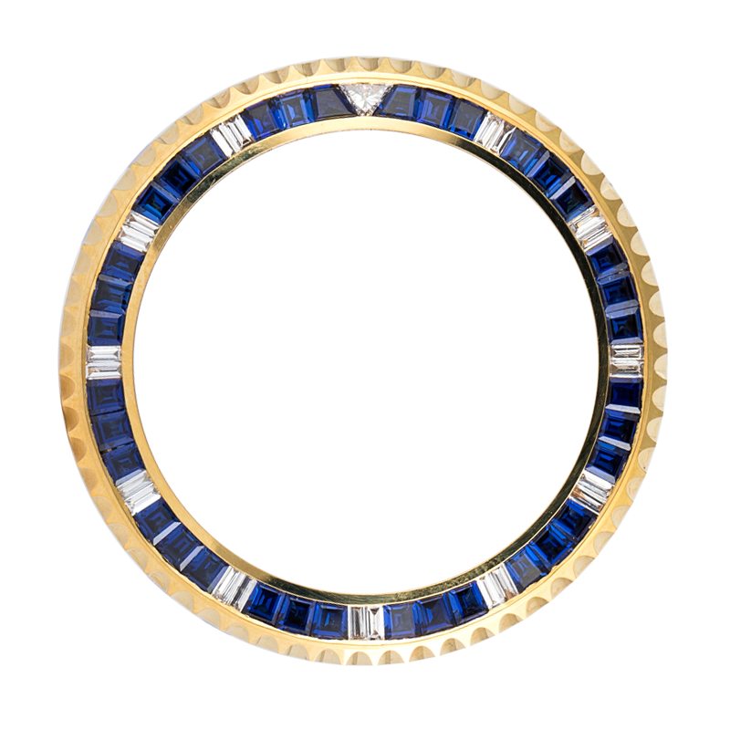 Rolex Submariner Yellow Gold Custom Blue Sapphire Bezel