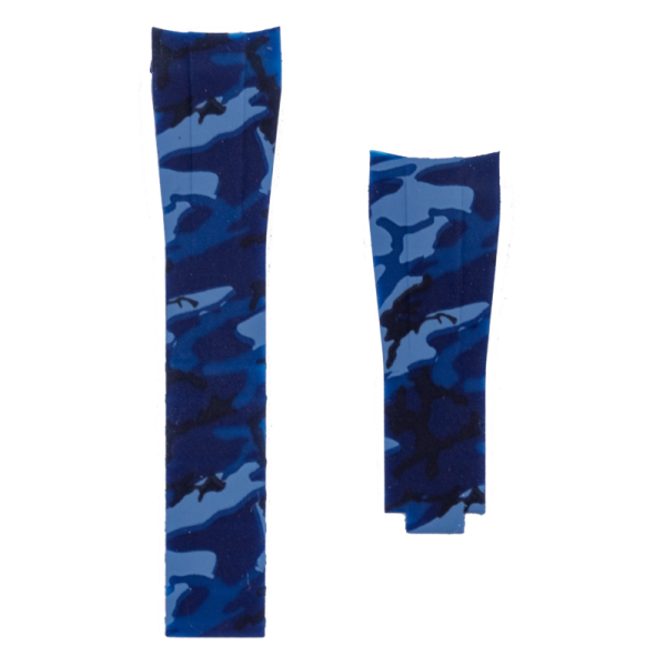 HORUS Blue Camouflage Rubber Strap 20mm for Rolex Watch